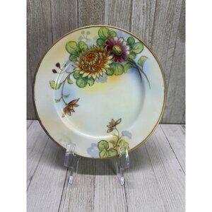 Vtg Shofu China Salad Plates Set of 3 Floral Design Gold Trim Japan 7.5"